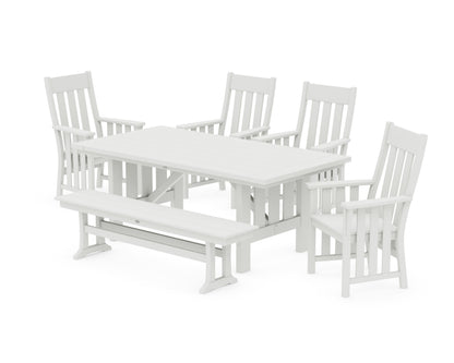 POLYWOOD Acadia 6-Piece Dining Set with Bench in Vintage White