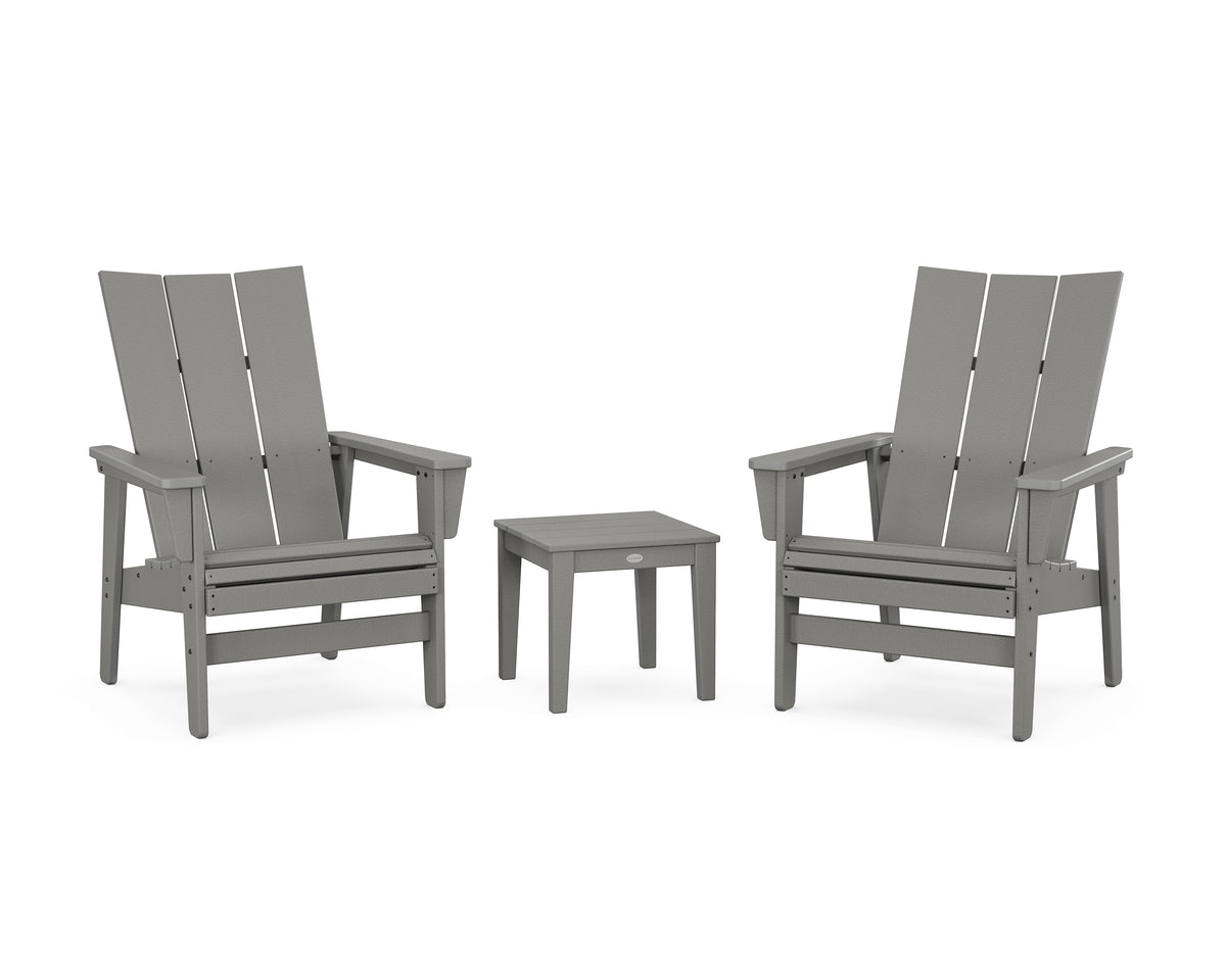 POLYWOOD 3-Piece Modern Grand Upright Adirondack Set in Slate Grey