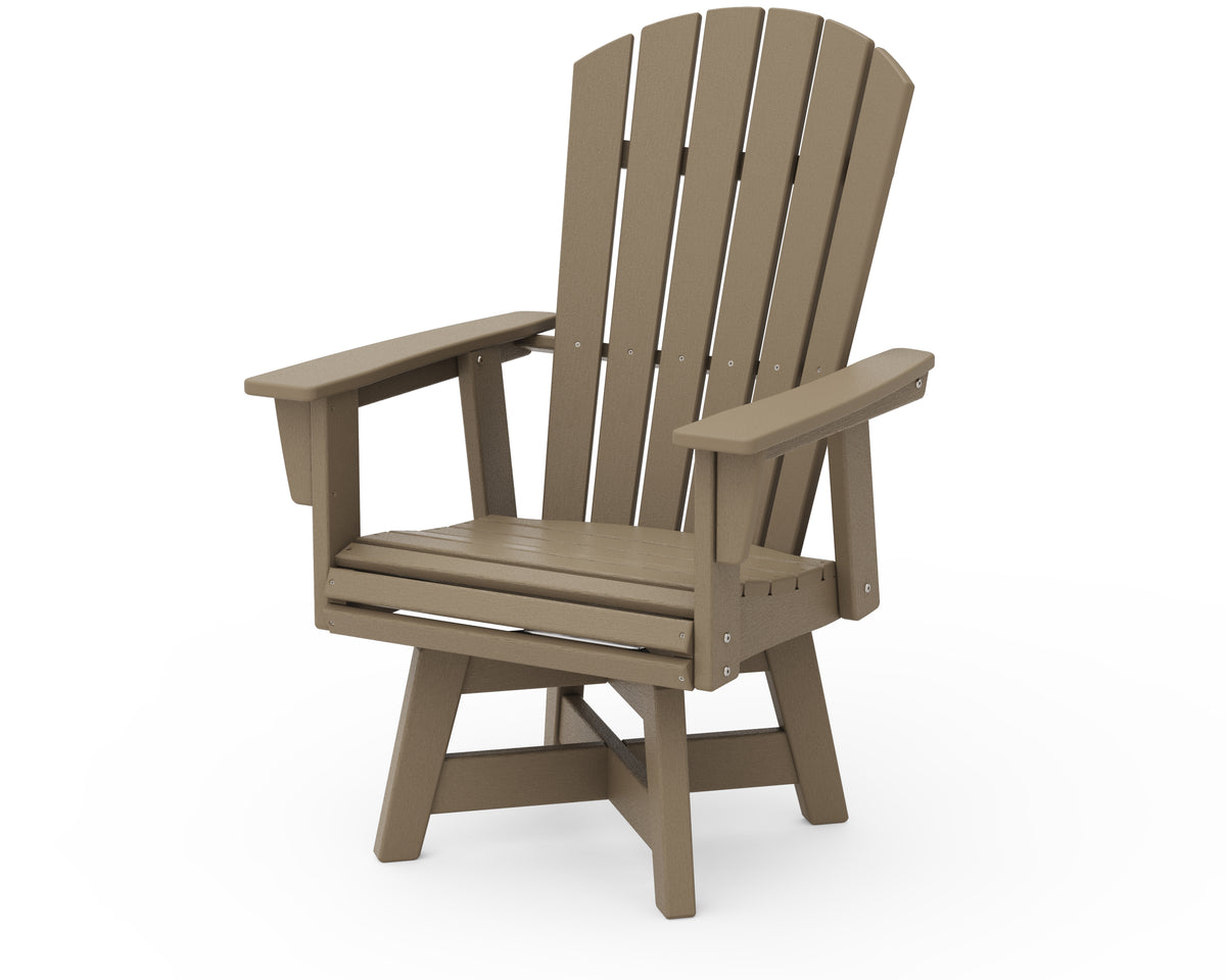 POLYWOOD Nautical Curveback Adirondack Swivel Dining Chair in Vintage Sahara