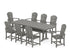 POLYWOOD Palm Coast 9-Piece Farmhouse Dining Set with Trestle Legs in Slate Grey