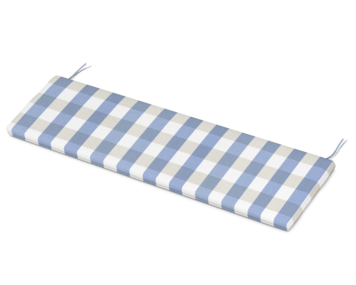 POLYWOOD Bench Seat Cushion - 17.5"D x 57.5"W x 2.5"H in Buffalo Plaid Sky Blue