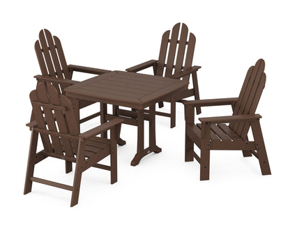 POLYWOOD Long Island 5-Piece Dining Set with Trestle Legs - 37" Table in Mahogany