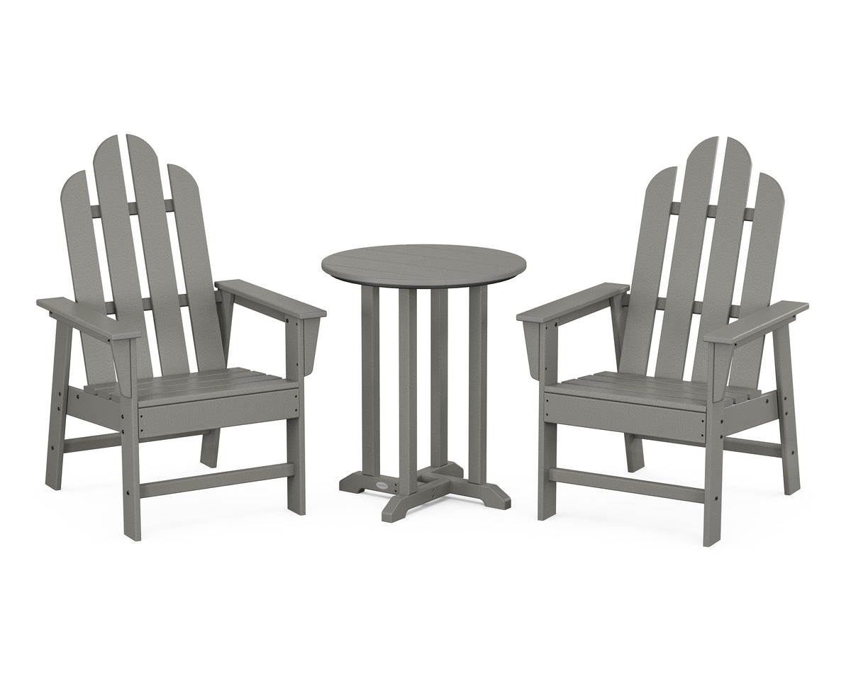 POLYWOOD Long Island 3-Piece Round Bistro Dining Set in Slate Grey