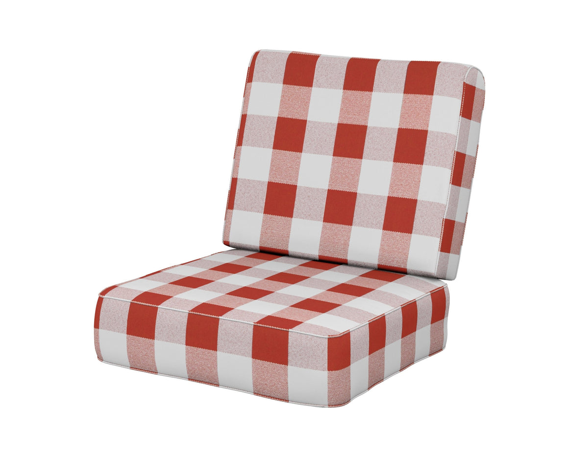 POLYWOOD Ateeva Harbour Seat and Back Cushion in Buffalo Plaid Crimson