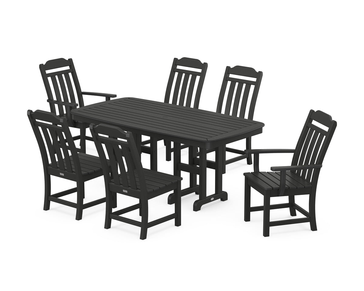 POLYWOOD Cottage 7-Piece Dining Set in Black