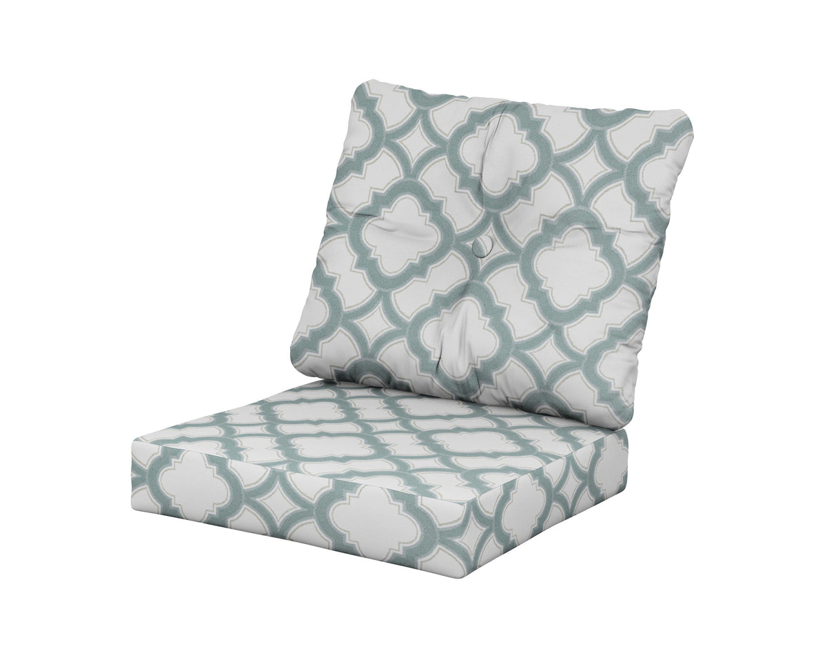 POLYWOOD Vineyard Seat/Back Cushion in Trellis Glacier Spa