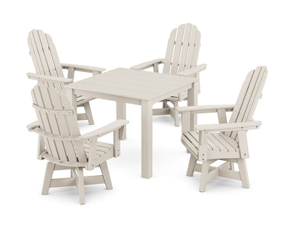 POLYWOOD Vineyard Curveback Adirondack 5-Piece Parsons Swivel Dining Set in Sand
