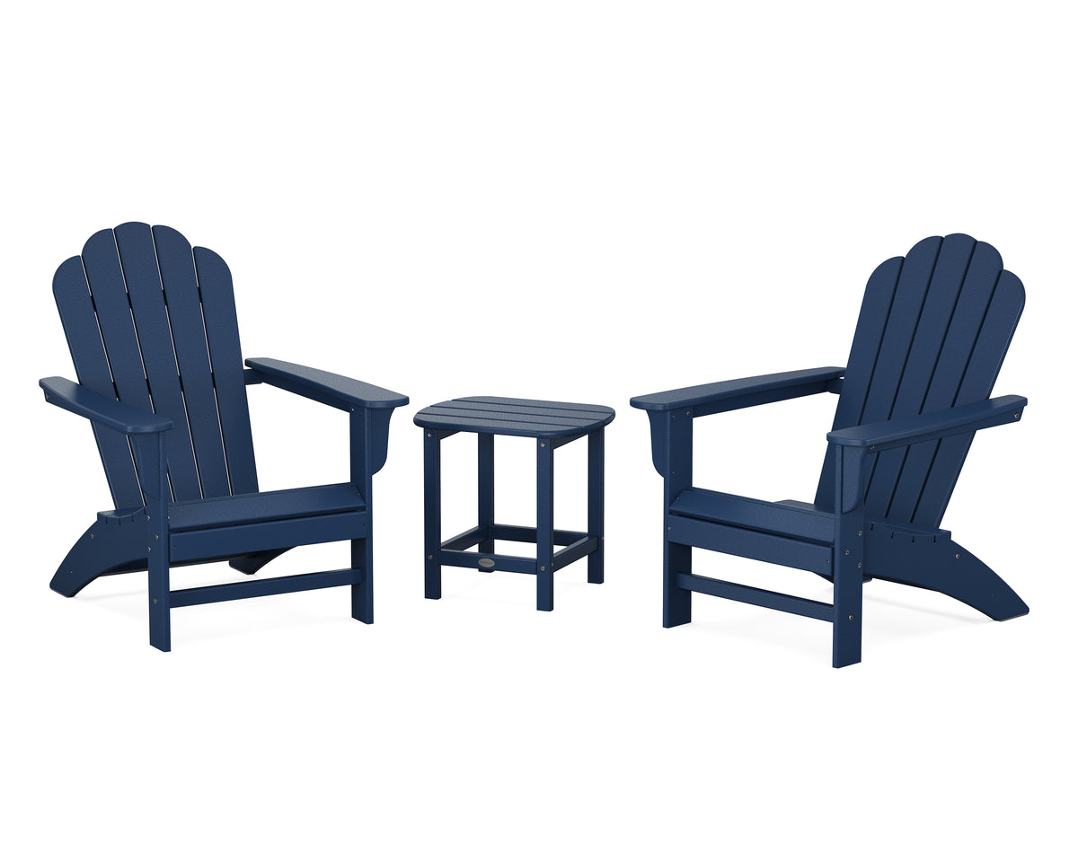 POLYWOOD Country Living Cottage Adirondack Chair 3-Piece Set in Navy