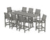 POLYWOOD Signature 9-Piece Farmhouse Bar Set with Trestle Legs in Slate Grey