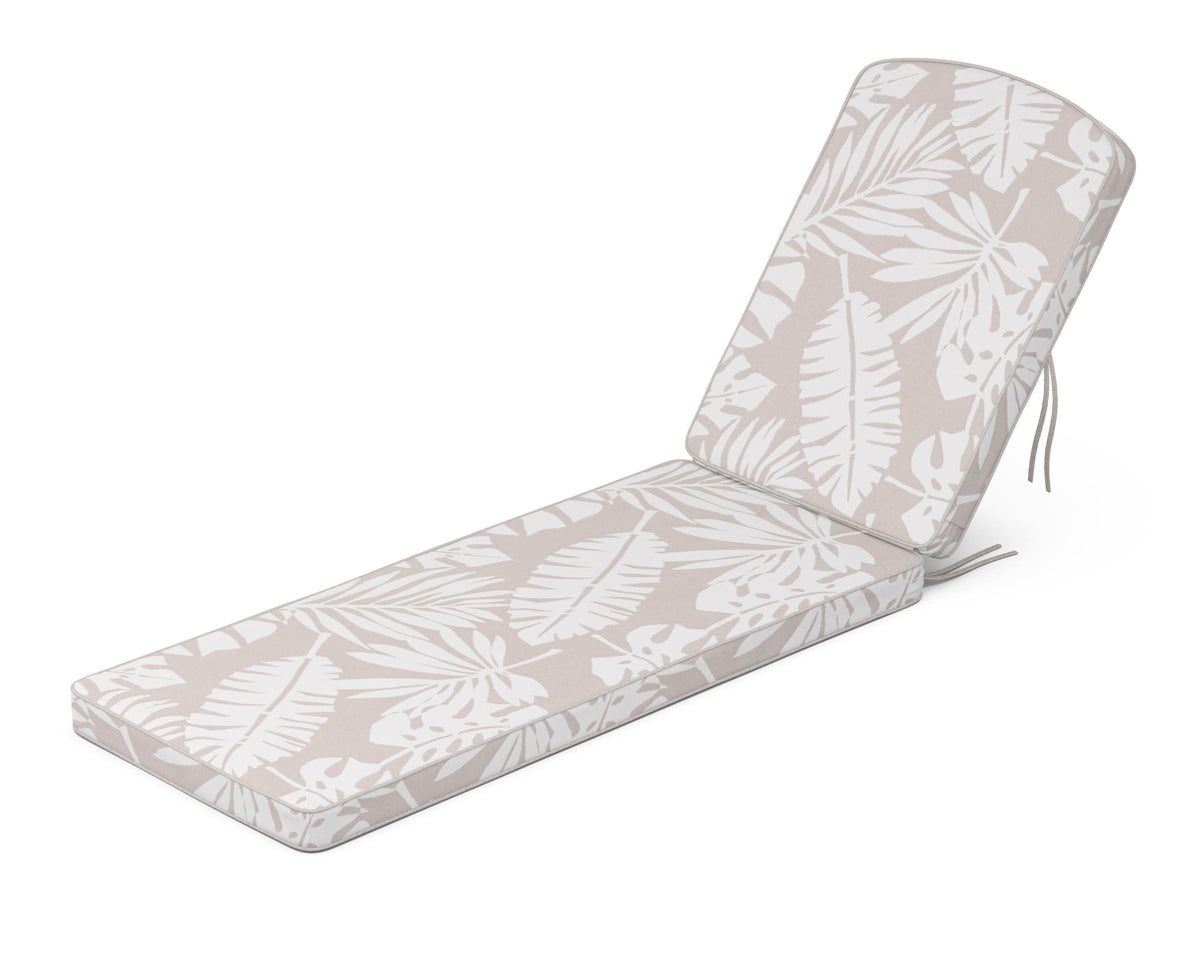 POLYWOOD Chinoiserie Chaise Cushion in Leaf Dune Burlap