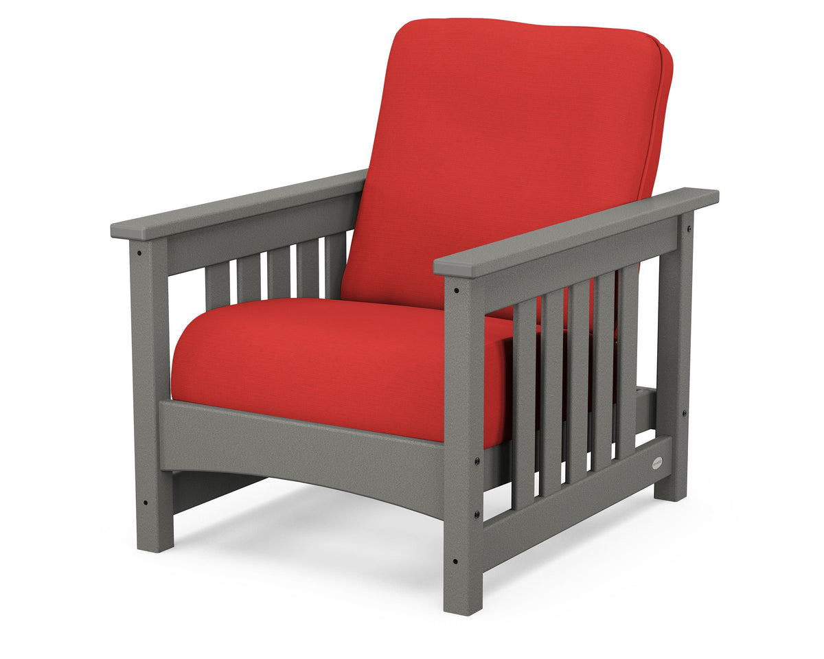 POLYWOOD Club Mission Chair in Slate Grey / Crimson Linen