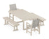 POLYWOOD Coastal 5-Piece Dining Set with Trestle Legs with EDGE 40" x 78" Dining Table in Sand / Birch
