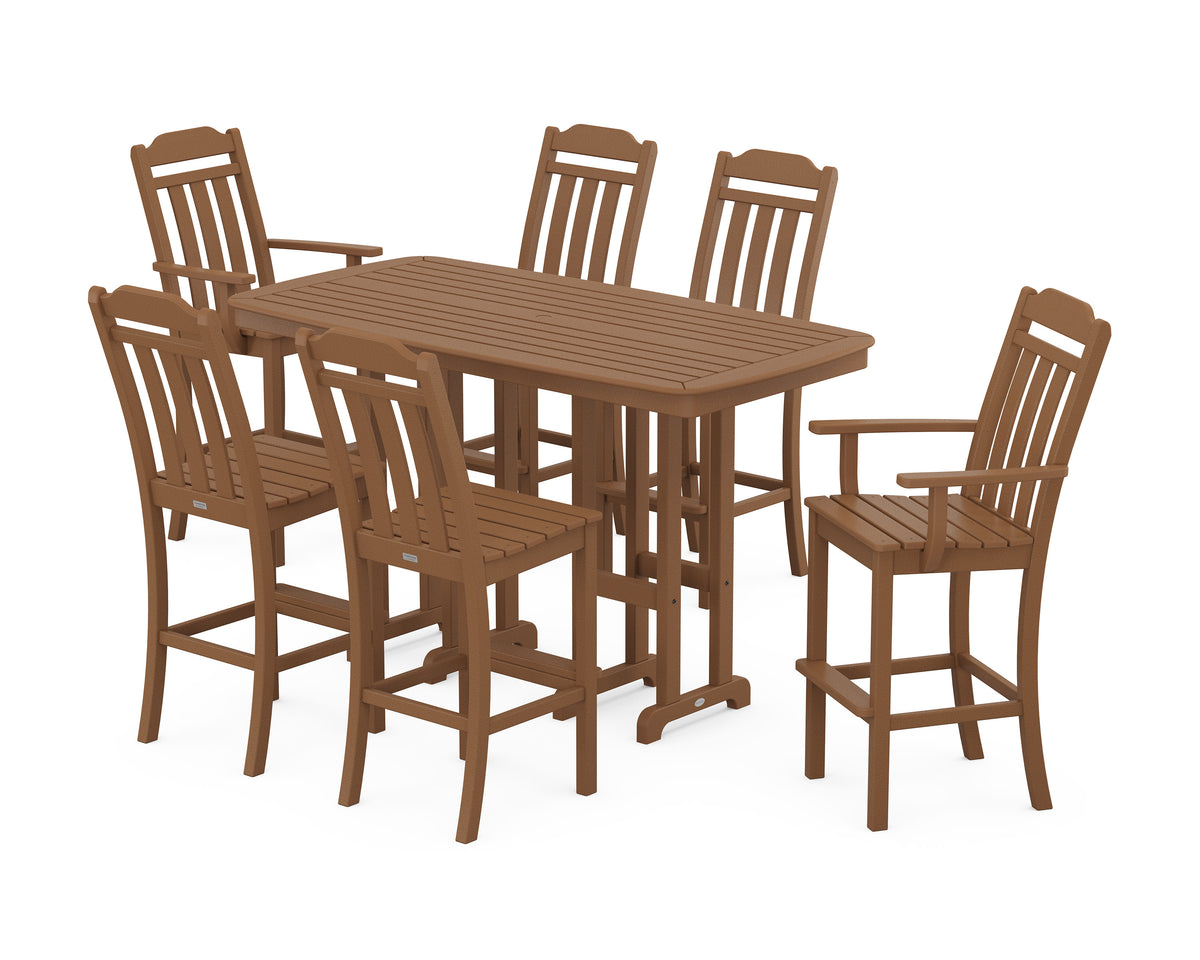 POLYWOOD Cottage 7-Piece Bar Set in Teak