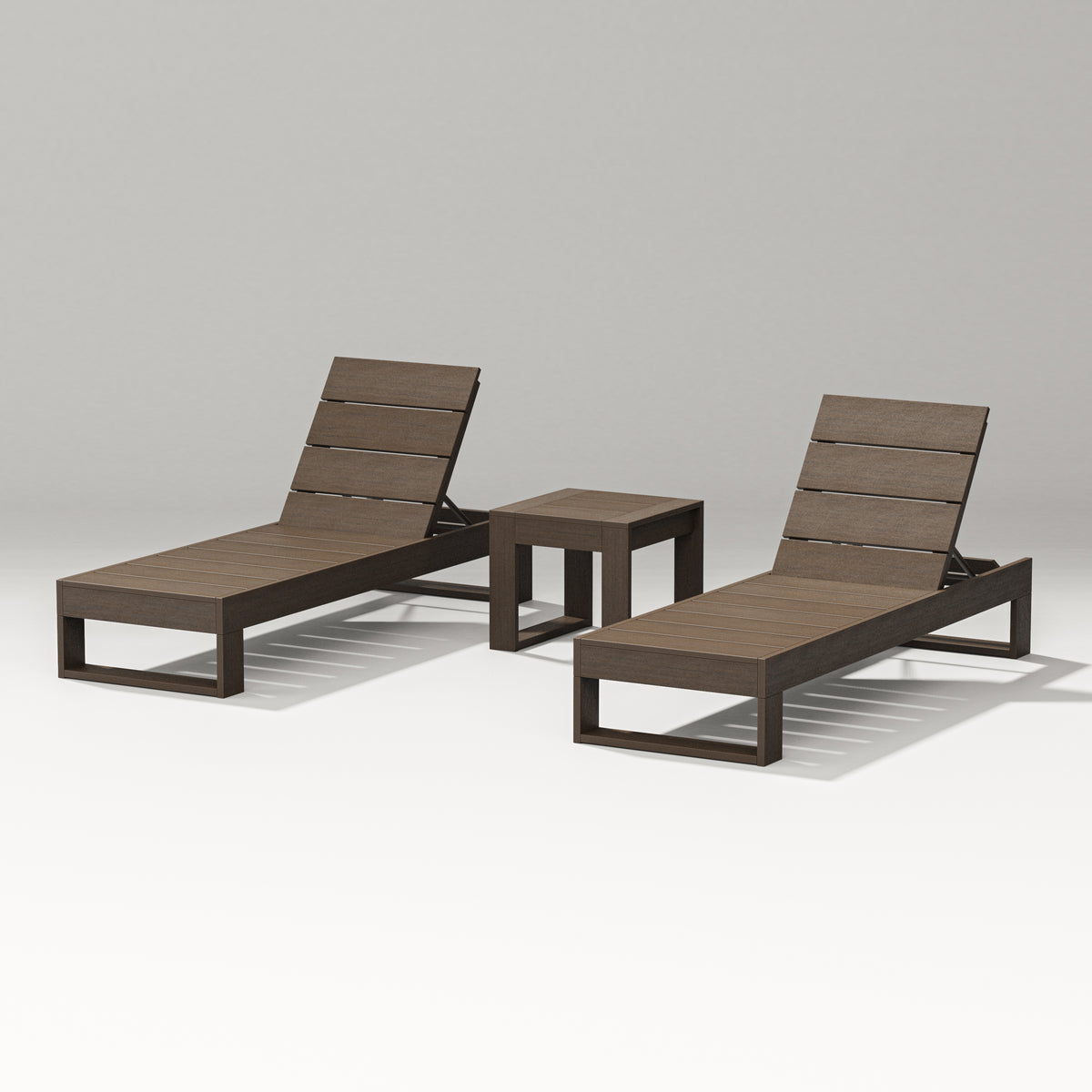 POLYWOOD PW Designer Series Latitude 3-Piece Lounge Chaise Set in Kona