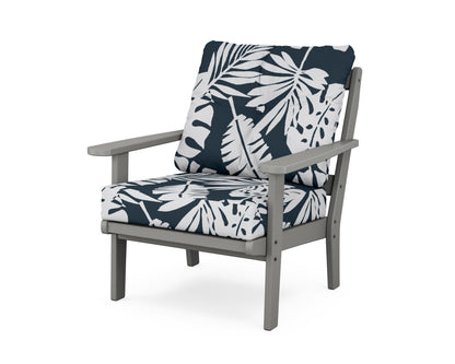 POLYWOOD Mission Deep Seating Chair in Slate Grey / Leaf Marine Indigo