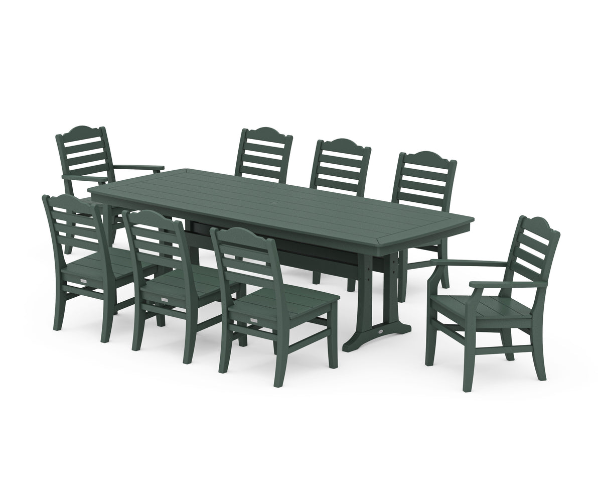 POLYWOOD Savannah 9-Piece Dining Set with Trestle Legs in Green