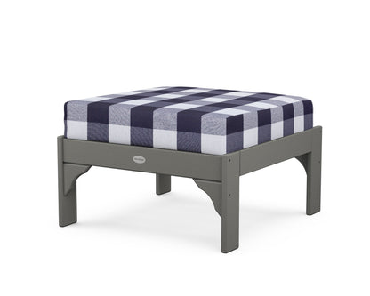 POLYWOOD Vineyard Deep Seating Ottoman in Slate Grey / Buffalo Plaid Navy