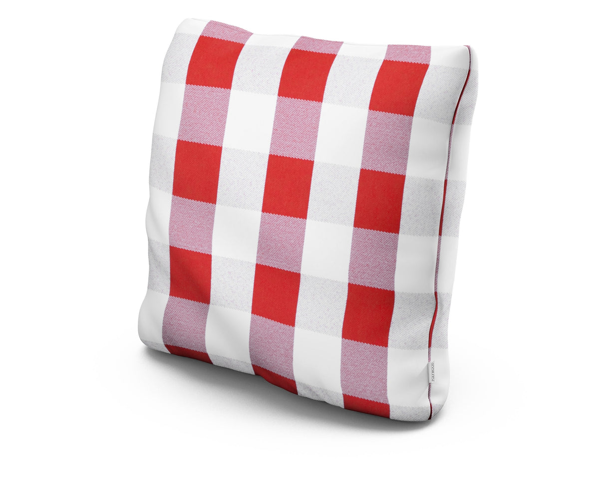 POLYWOOD 20" Outdoor Throw Pillow in Buffalo Plaid Crimson