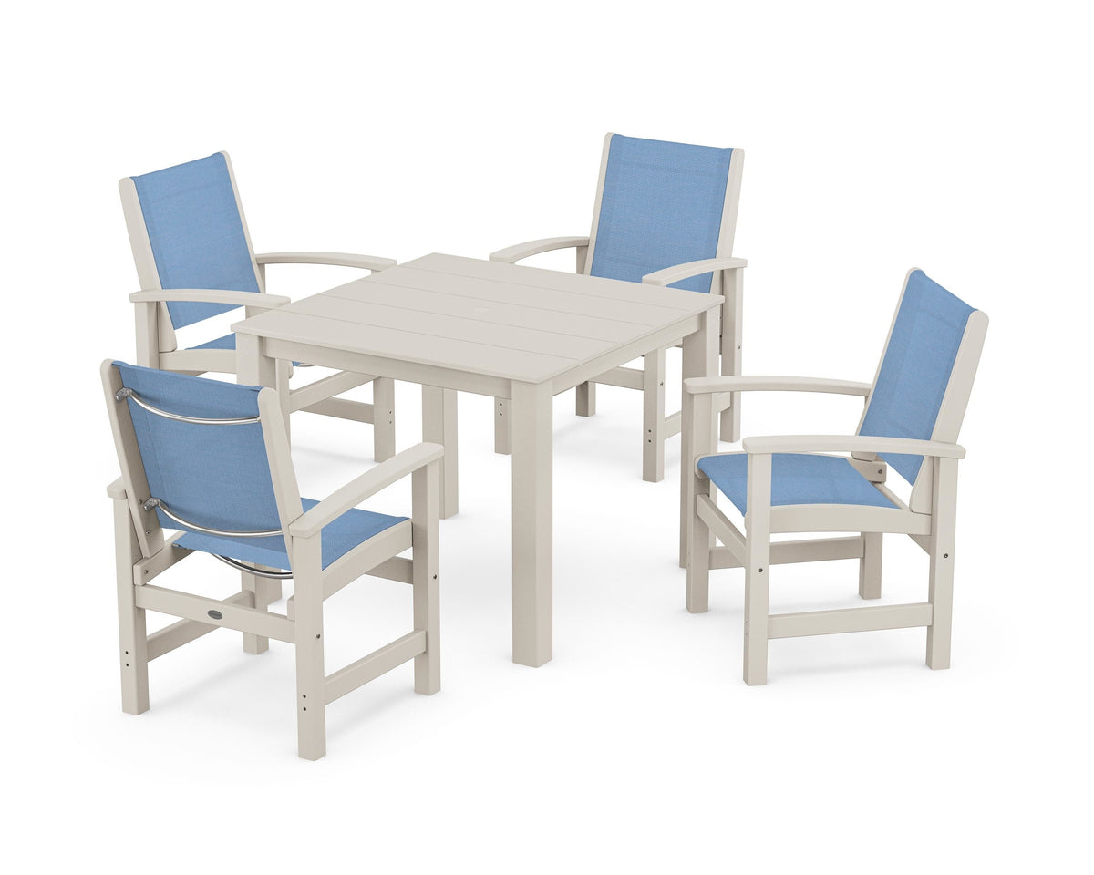POLYWOOD Coastal 5-Piece Parsons Dining Set in Sand / Poolside