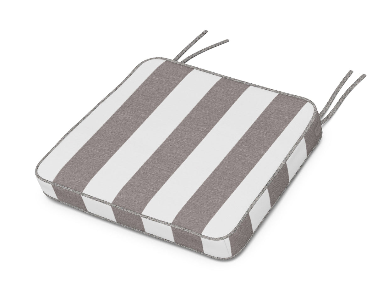 POLYWOOD Chinoiserie Arm Chair Seat Cushion in Cabana Stripe Grey Mist