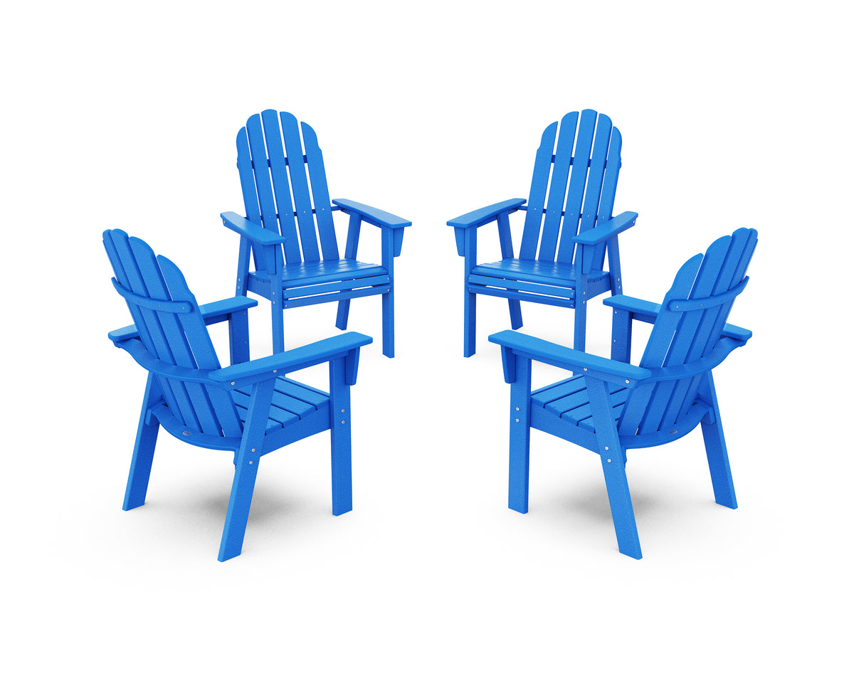 POLYWOOD Vineyard 4-Piece Curveback Upright Adirondack Conversation Set in Pacific Blue