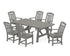POLYWOOD Cottage Arm Chair 7-Piece Rustic Farmhouse Dining Set in Slate Grey