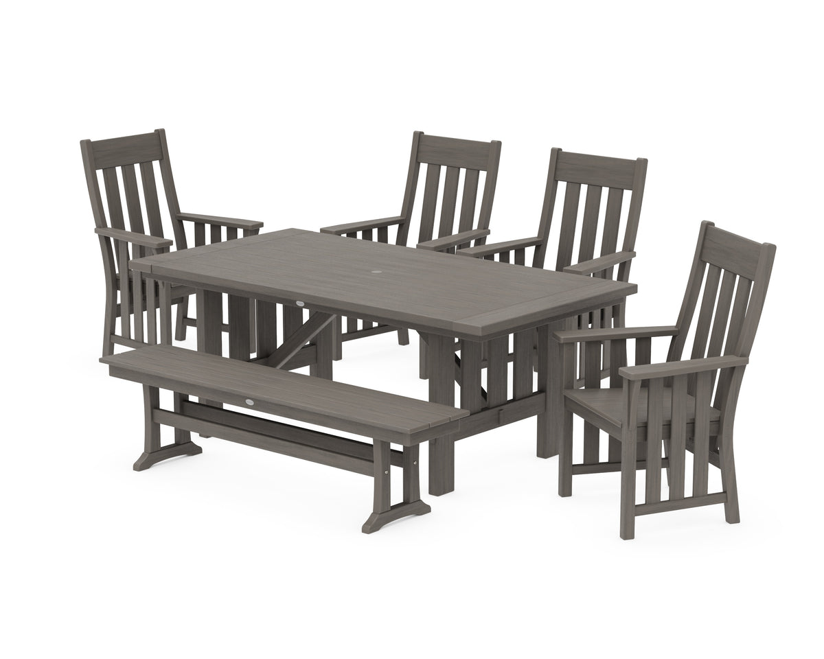 POLYWOOD Acadia 6-Piece Dining Set with Bench in Driftwood