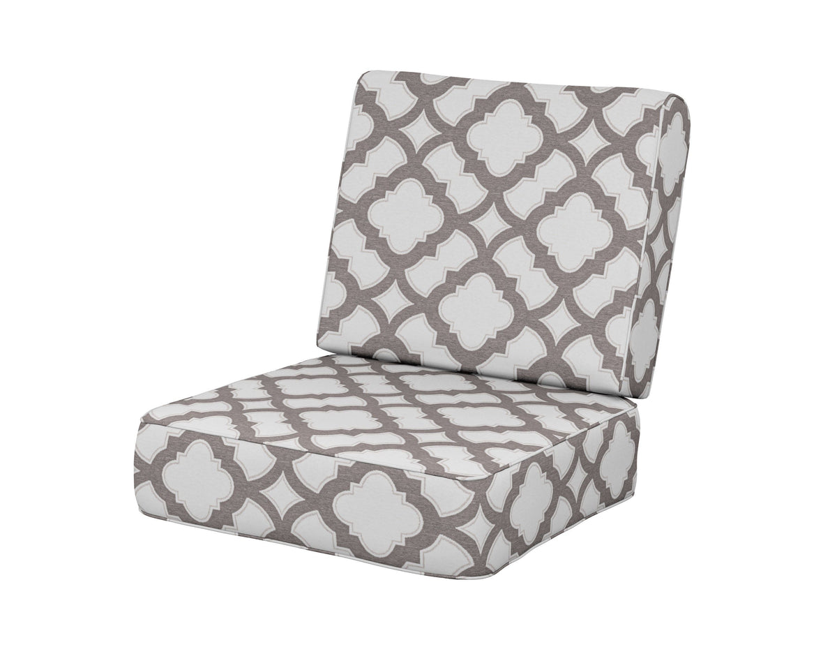 POLYWOOD Ateeva Harbour Seat and Back Cushion in Trellis Grey Mist