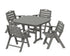 POLYWOOD Nautical Folding Lowback Chair 5-Piece Dining Set with Trestle Legs - 44" Table in Slate Grey