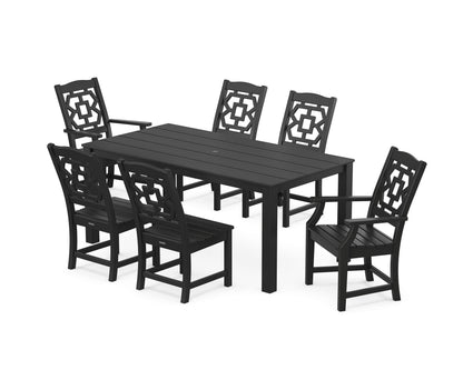 POLYWOOD Chinoiserie 7-Piece Parsons Dining Set in Black