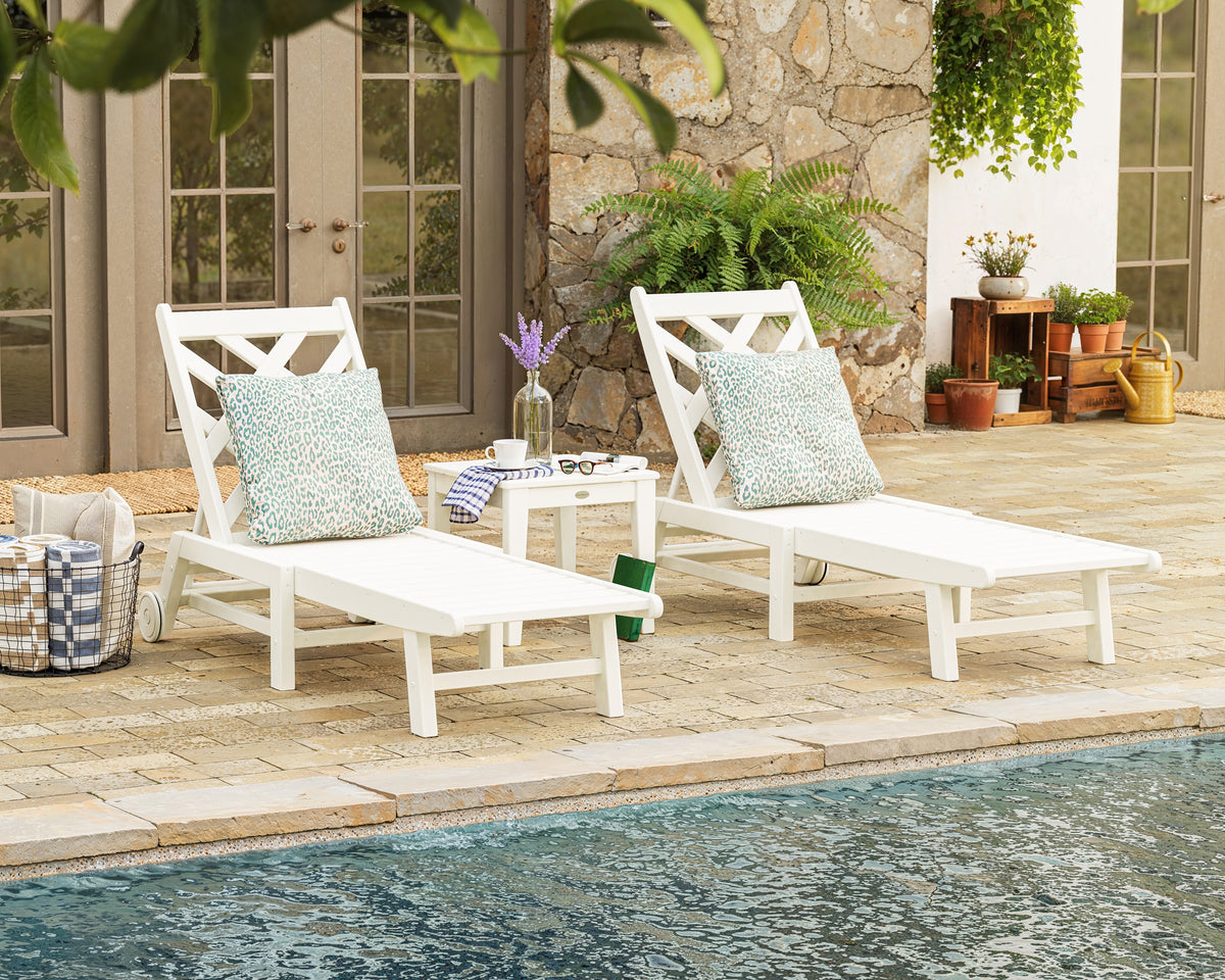 POLYWOOD Wovendale 3-Piece Chaise Set with Wheels in an outdoor setting