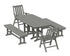 POLYWOOD Vineyard Folding Chair 6-Piece Dining Set with Benches in Slate Grey
