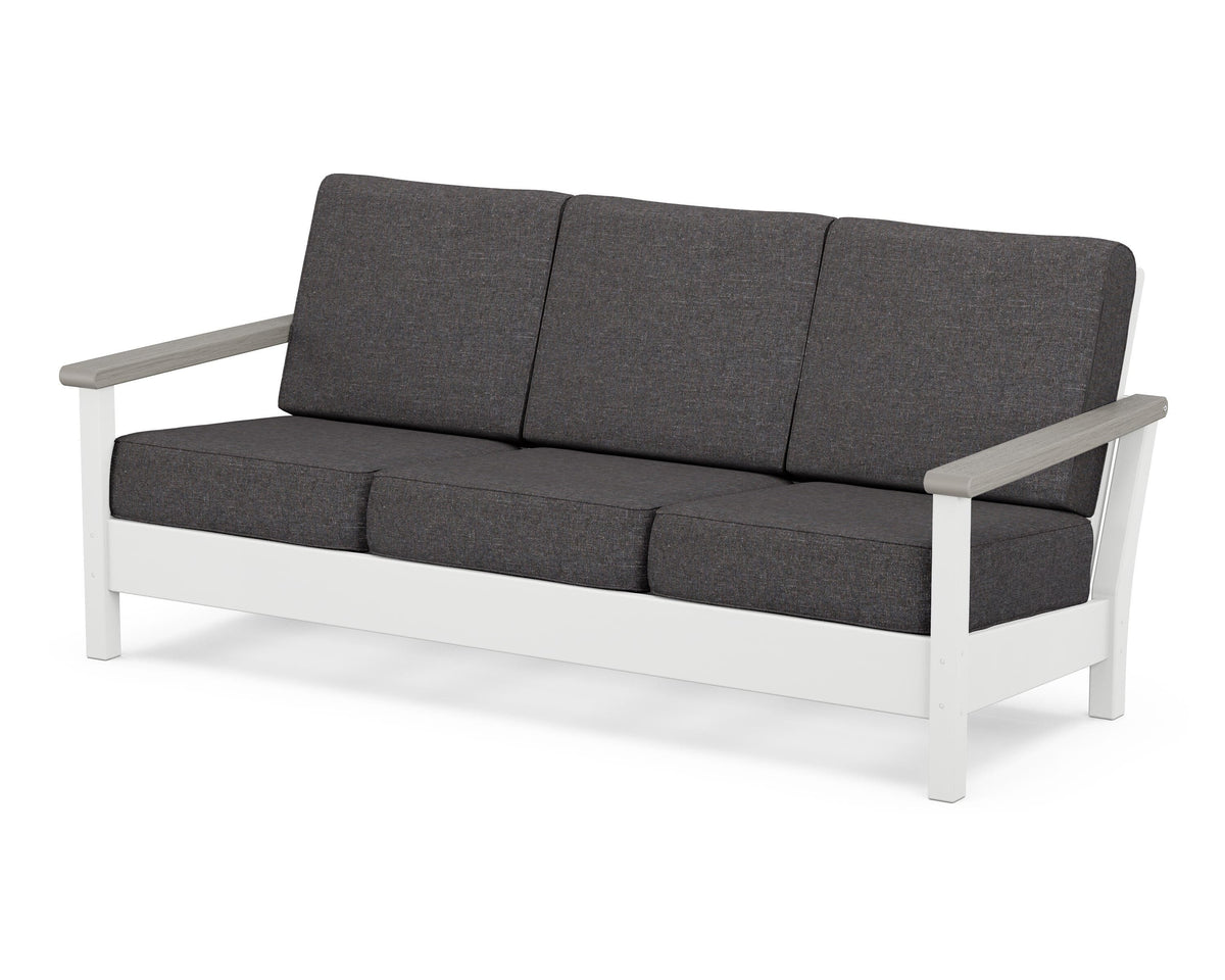 POLYWOOD Harbour Deep Seating Sofa in White / Driftwood / Ash Charcoal