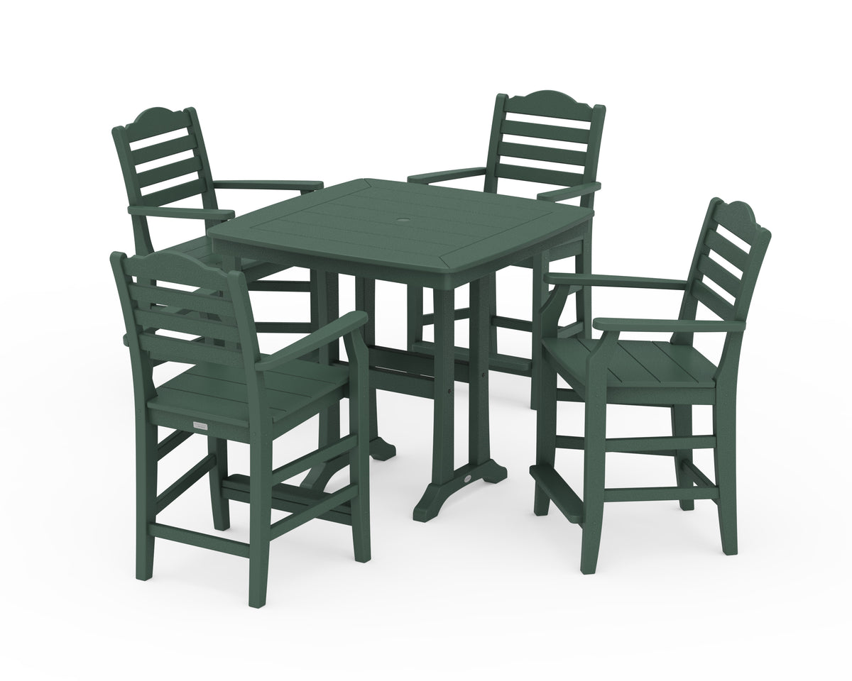 POLYWOOD Savannah 5-Piece Counter Set with Trestle Legs in Green