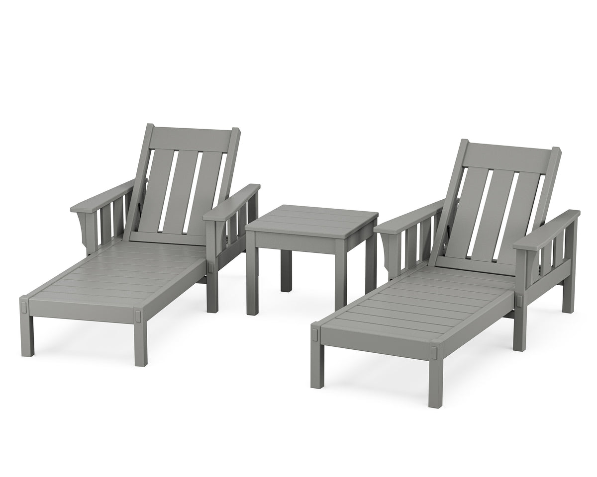 POLYWOOD Acadia 3-Piece Chaise Set in Slate Grey