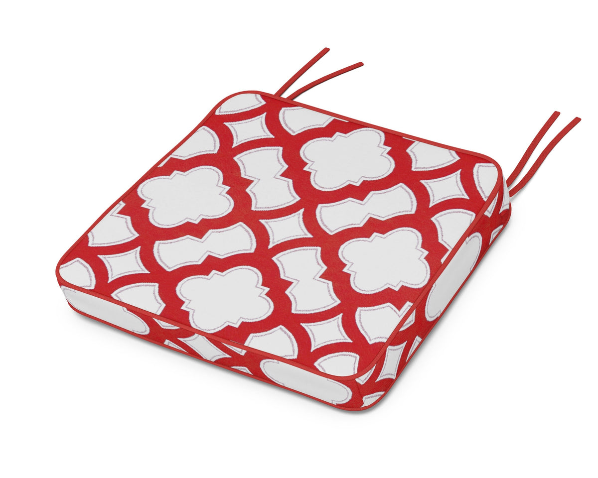 POLYWOOD Chinoiserie Arm Chair Seat Cushion in Trellis Crimson