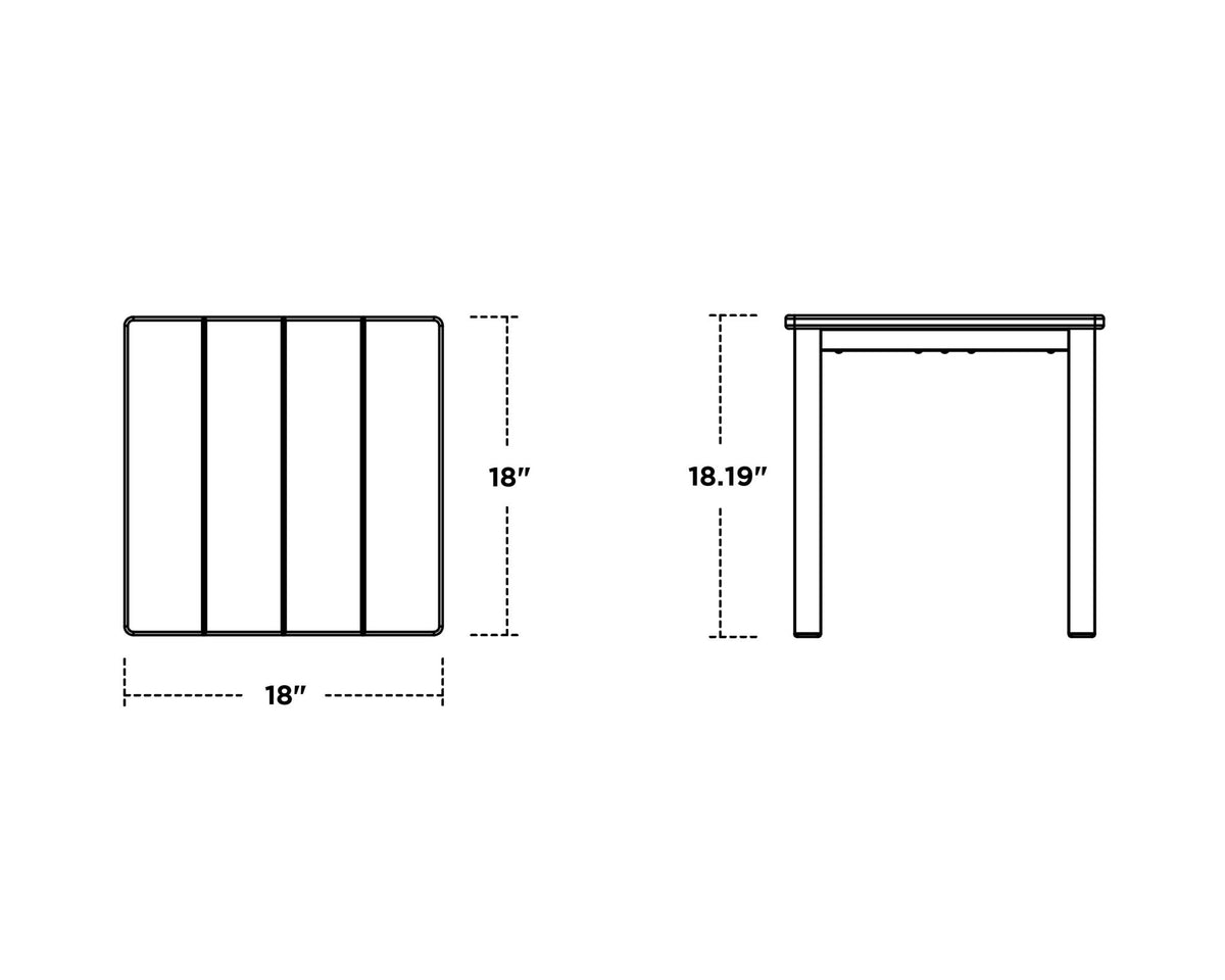 POLYWOOD Main Street 18" Side Table dimensions