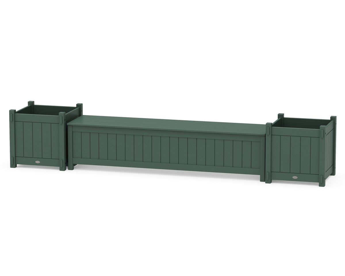 POLYWOOD 72" Vineyard Straight Planter Storage Bench Set - Large in Green