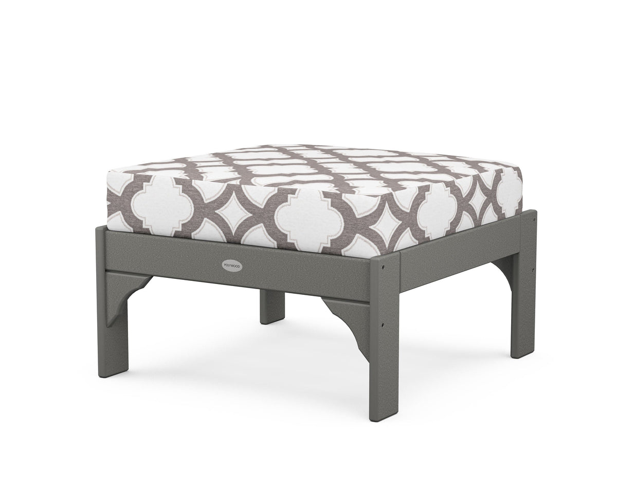 POLYWOOD Vineyard Deep Seating Ottoman in Slate Grey / Trellis Grey Mist