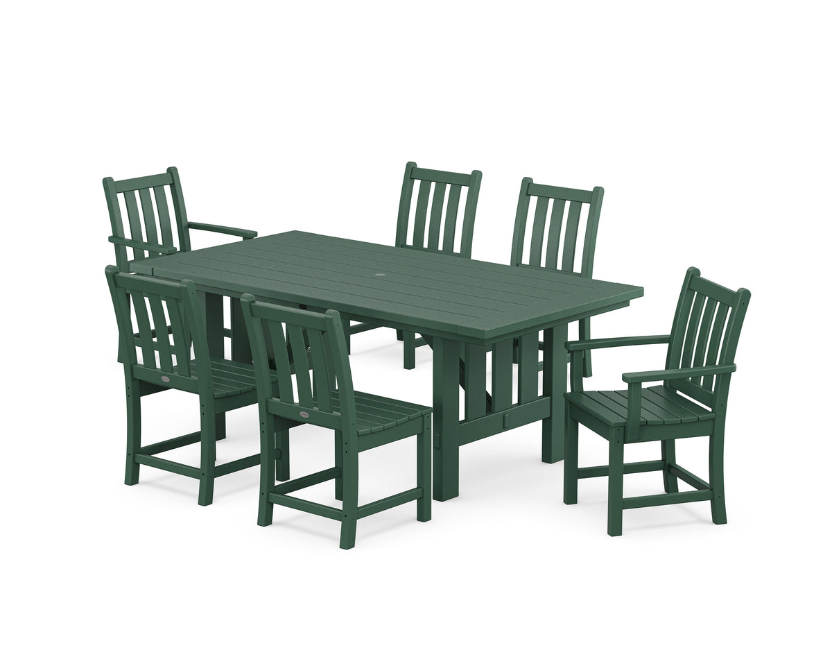 POLYWOOD Traditional Garden 7-Piece Dining Set with Mission Table in Green