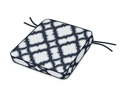 POLYWOOD Acadia Dining Arm Seat Cushion in Trellis Marine Indigo