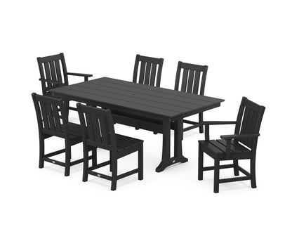 POLYWOOD Oxford 7-Piece Farmhouse Dining Set with Trestle Legs in Black
