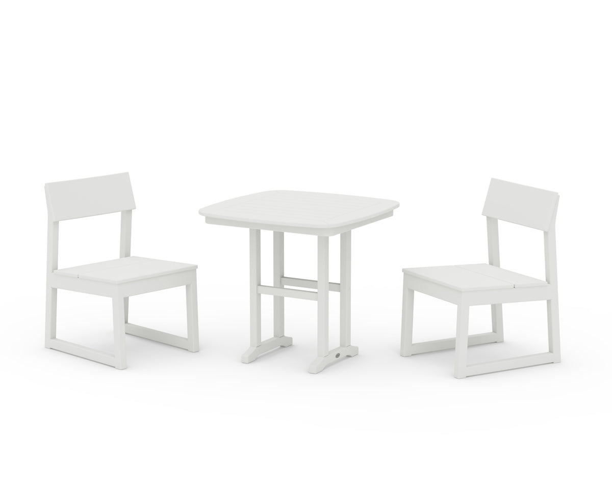 POLYWOOD EDGE Side Chair 3-Piece Dining Set in Vintage White