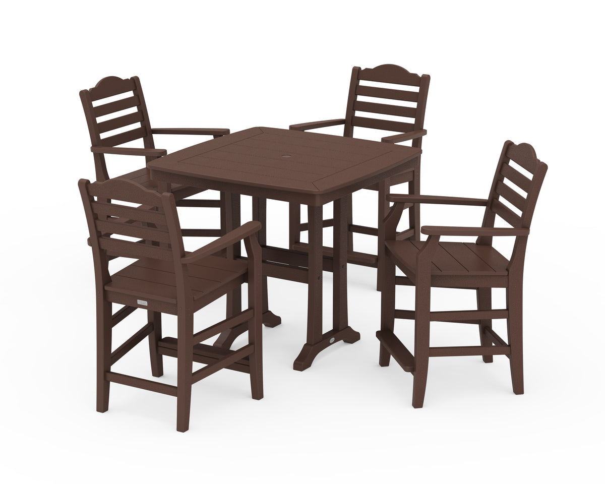 POLYWOOD Savannah 5-Piece Counter Set with Trestle Legs in Mahogany