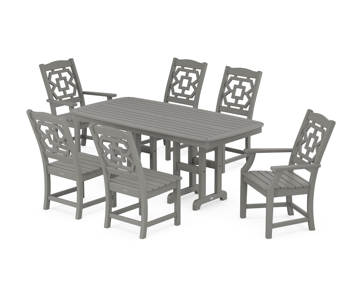 POLYWOOD Chinoiserie 7-Piece Dining Set in Slate Grey