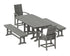 POLYWOOD Modern Adirondack 5-Piece Nautical Dining Set with Benches in Slate Grey