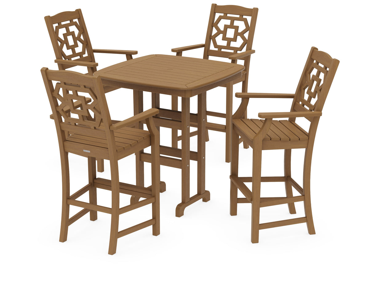 POLYWOOD Chinoiserie 5-Piece Bar Set in Natural