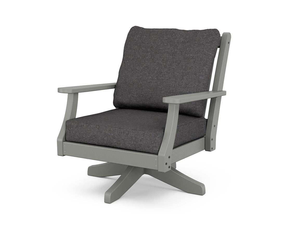 POLYWOOD Wovendale Deep Seating Swivel Chair in Slate Grey / Ash Charcoal