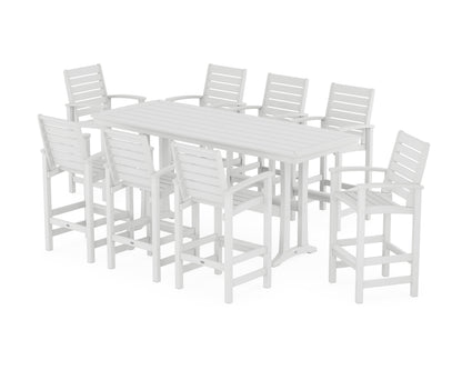 POLYWOOD Signature 9-Piece Bar Set with Trestle Legs in White