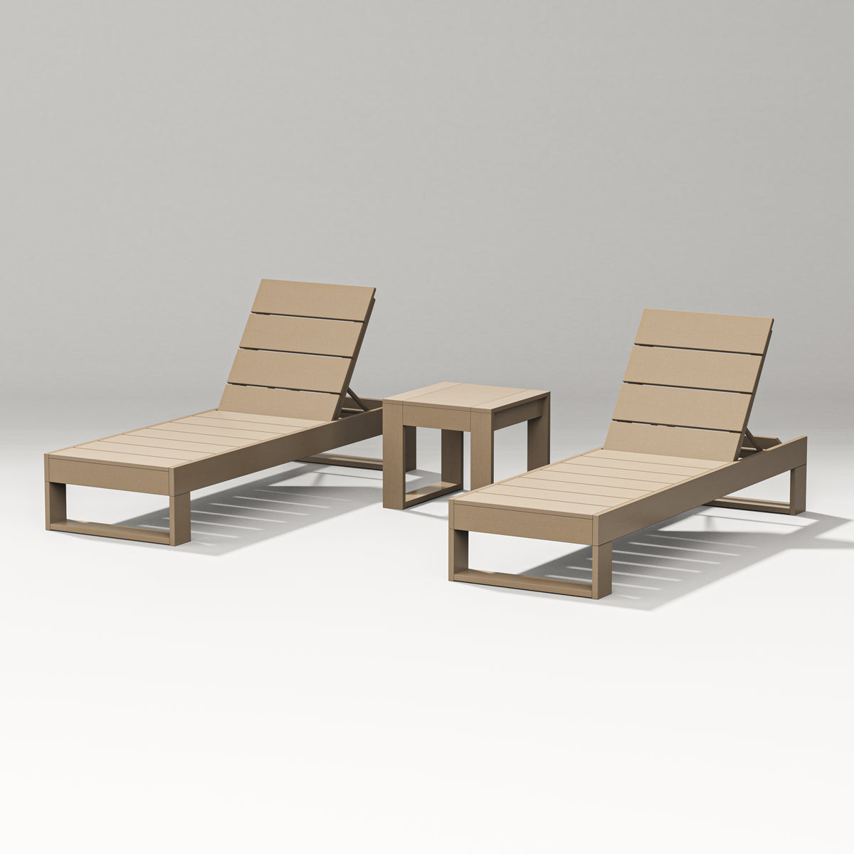 POLYWOOD PW Designer Series Latitude 3-Piece Lounge Chaise Set in Vintage Sahara